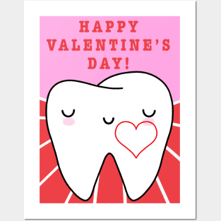 Happy Valentine's day - Molar with heart illustration - for Dentists, Hygienists, Dental Assistants, Dental Students and anyone who loves teeth by Happimola Posters and Art